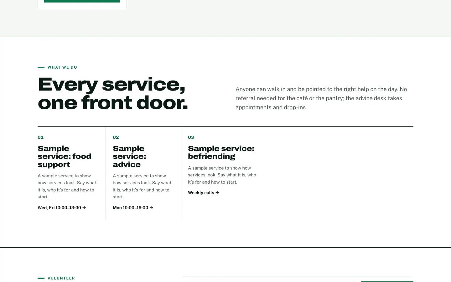 The same page scrolled half way down with the setting off: the header has scrolled away and only the page content shows
