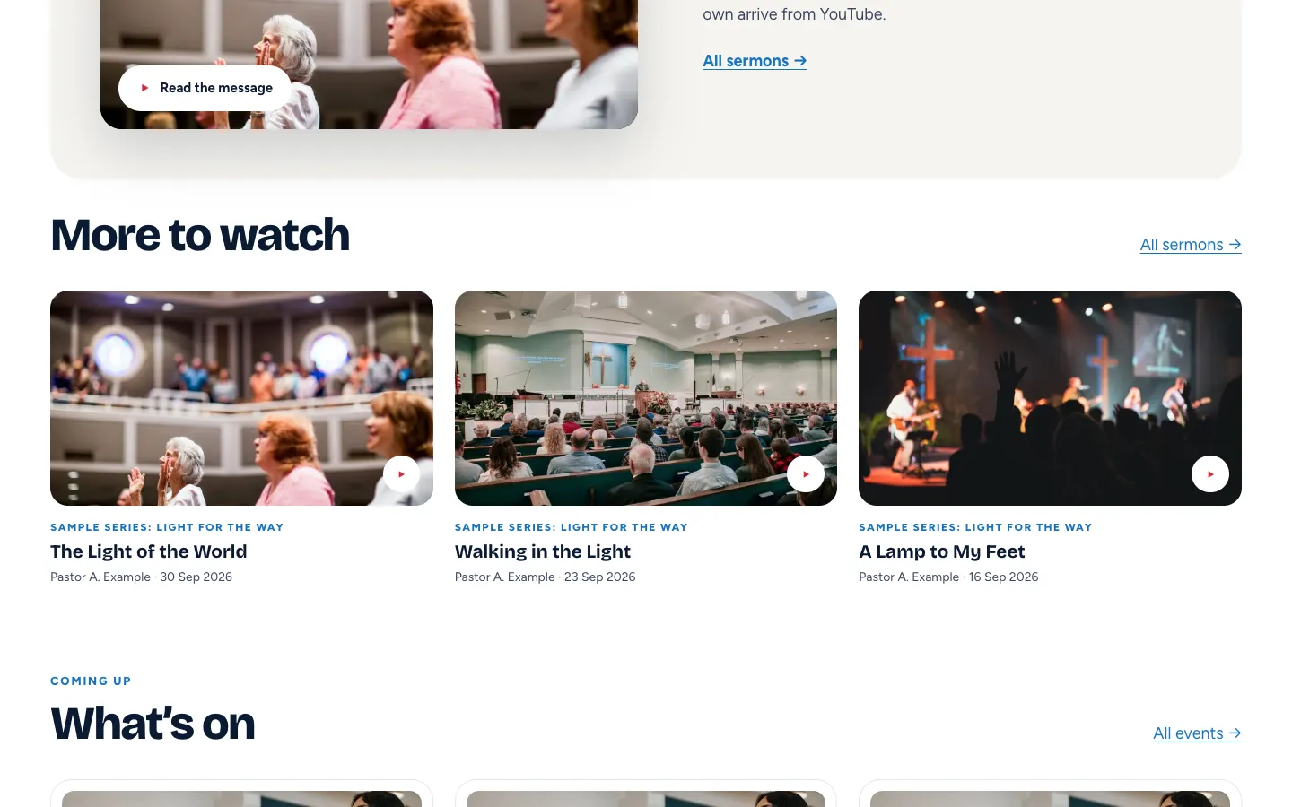 The same page scrolled half way down with the setting off: the header has scrolled away and only the page content shows