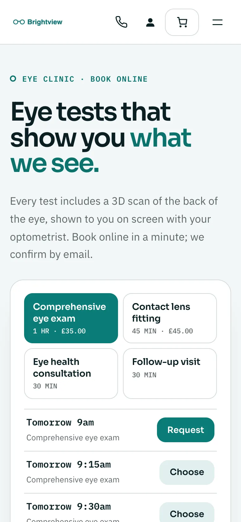 The sample your kit home page on a phone, with the logo at the top left, a menu button at the top right, and the large heading below