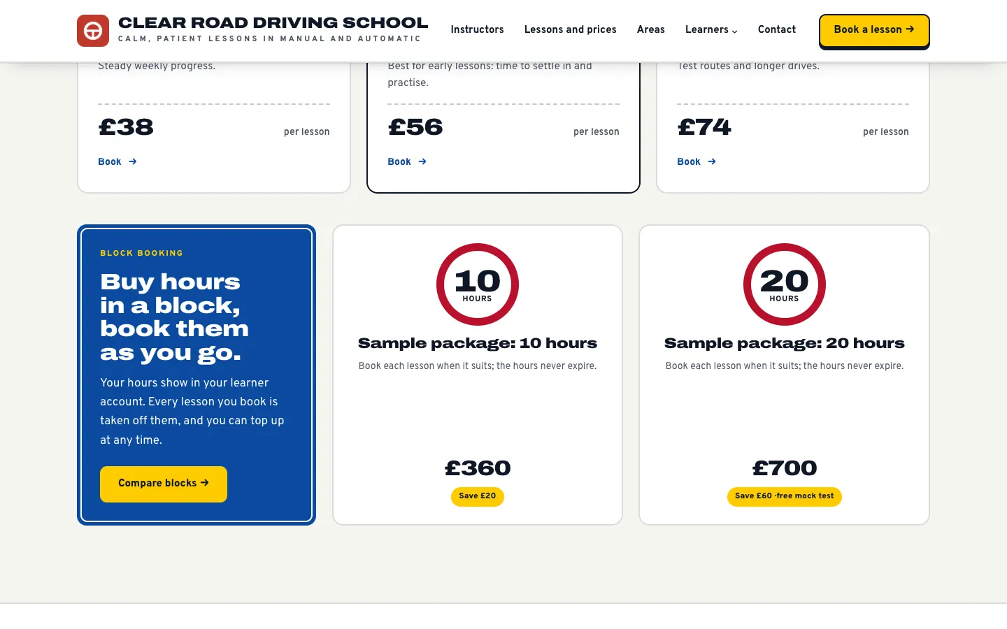 The home page scrolled half way down with the menu kept at the top: the header with the logo, the menu and the main button stays in view above the page content