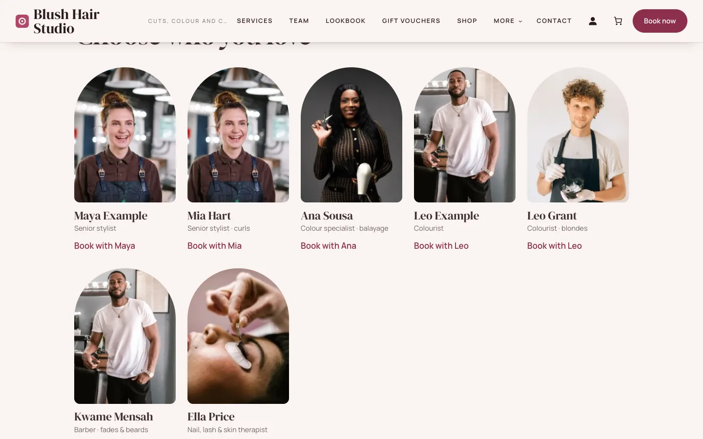 The home page scrolled half way down with the menu kept at the top: the header with the logo, the menu and the main button stays in view above the page content