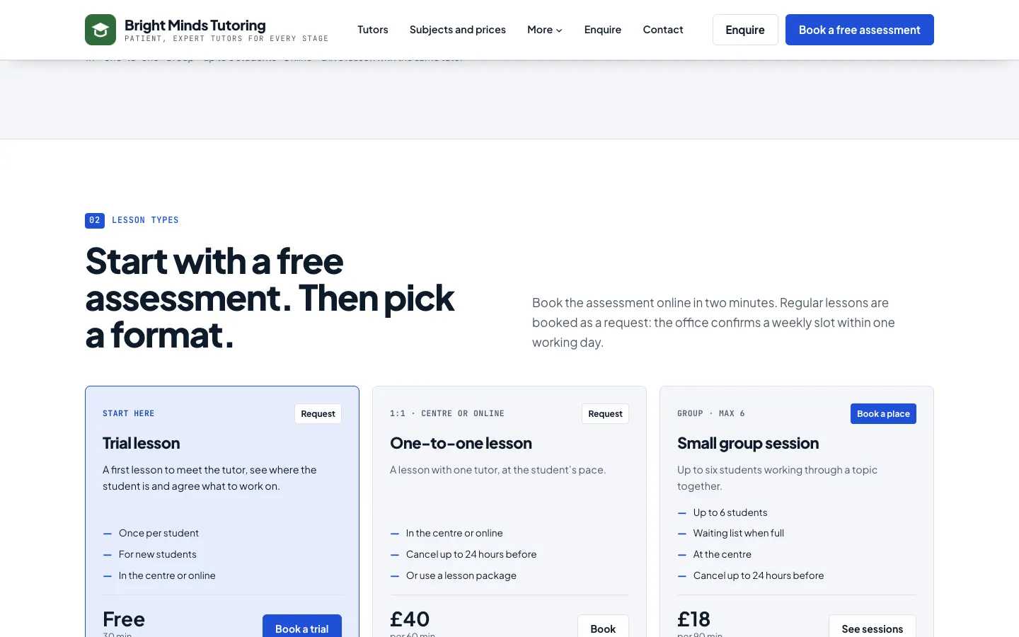 The home page scrolled half way down with the menu kept at the top: the header with the logo, the menu and the main button stays in view above the page content