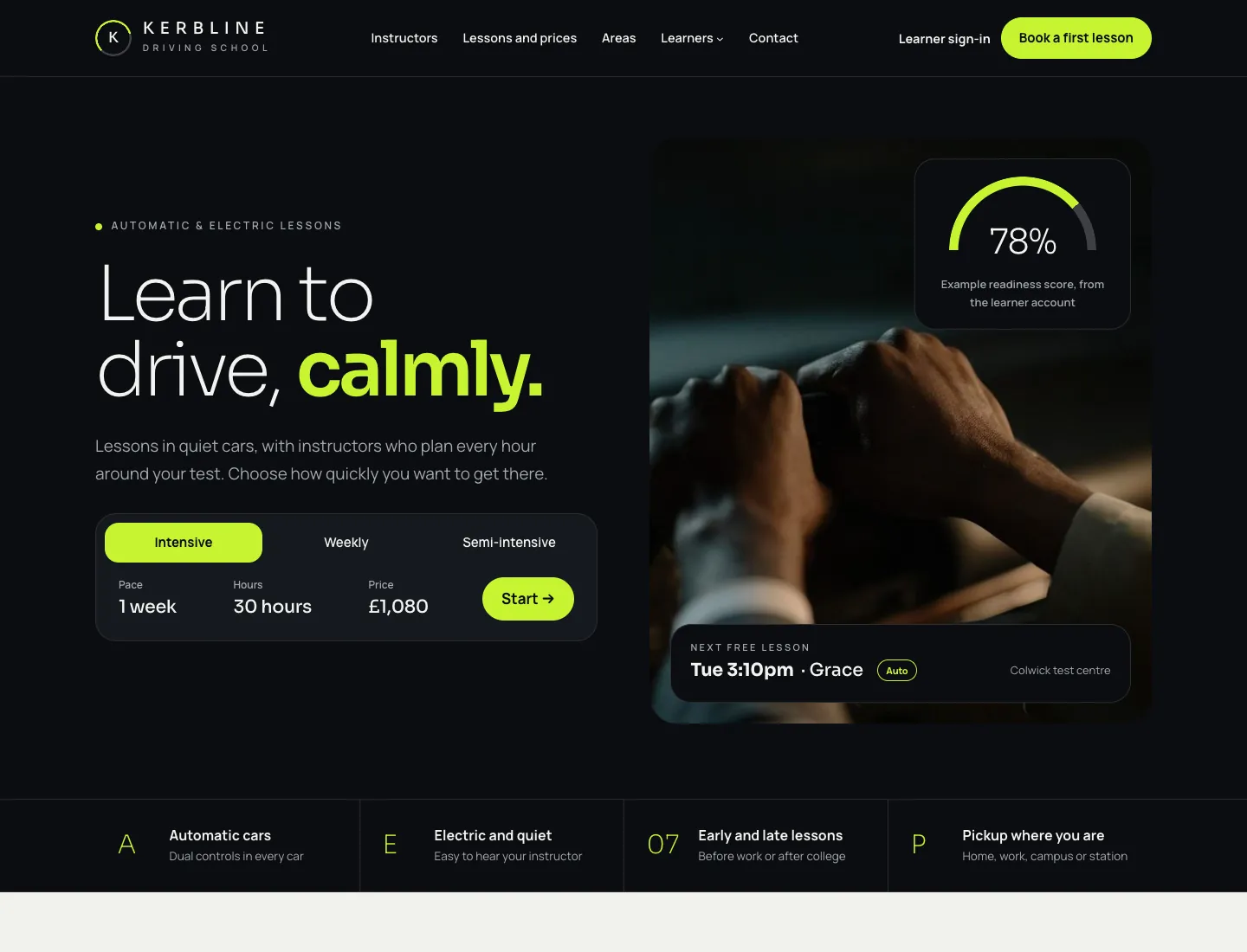 Gradespace Driving home page in the Glide design