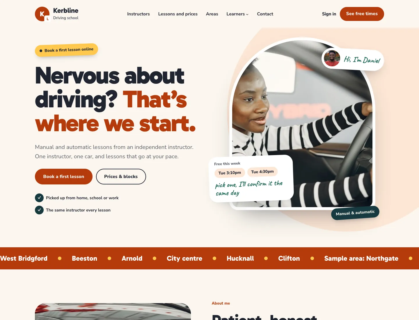 Gradespace Driving home page in the Neighbour design