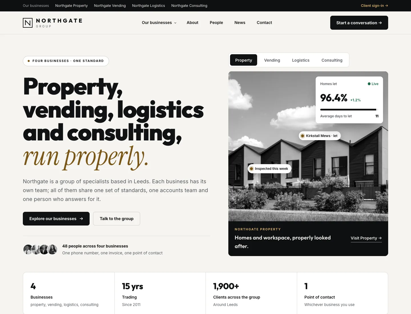 Gradespace Group home page in the Charter design