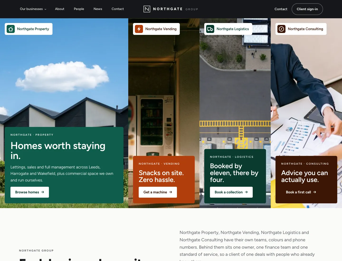 Gradespace Group home page in the Parallel design