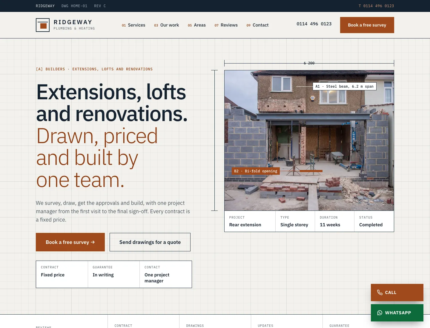Gradespace Trades home page in the Blueprint design