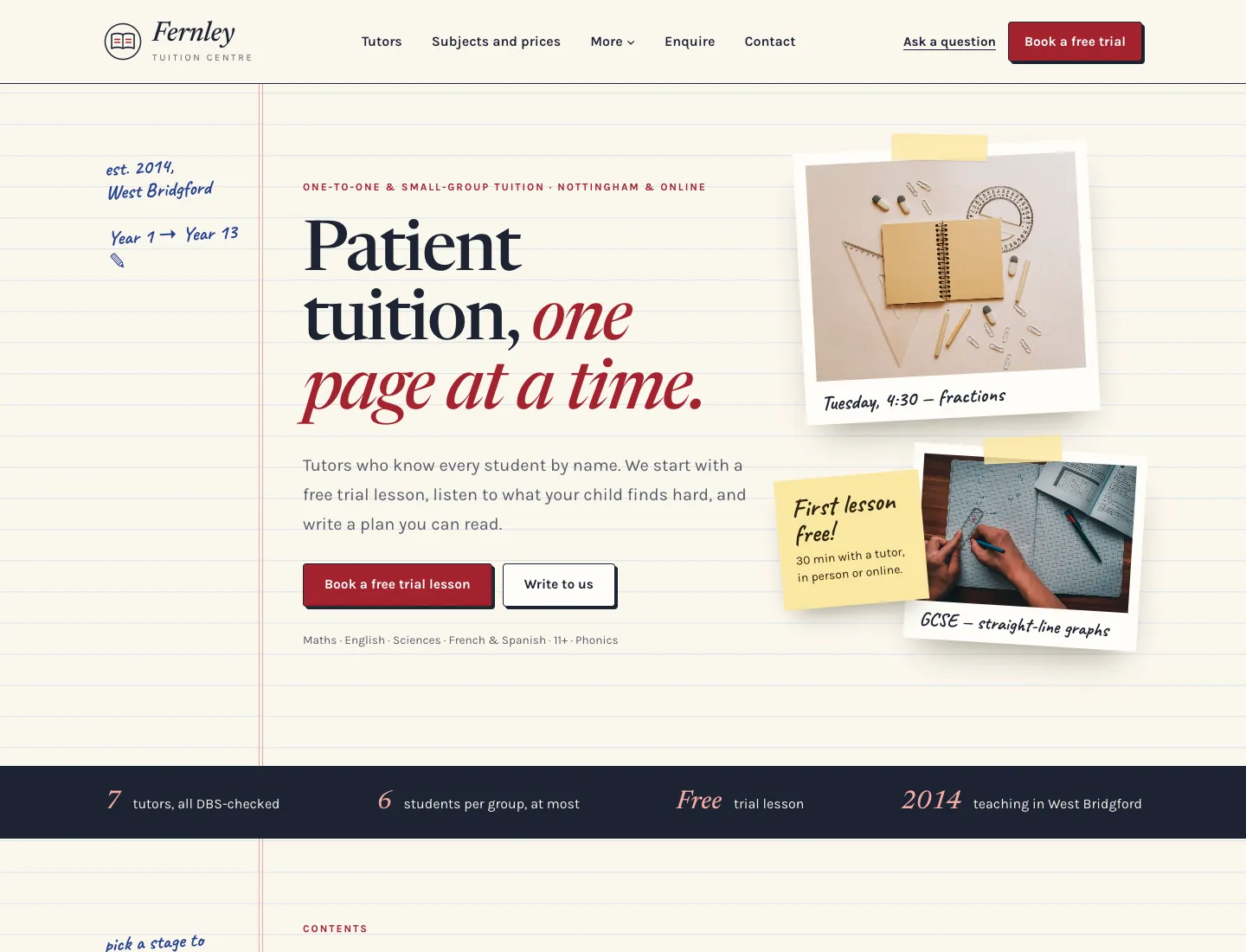Gradespace Tutor home page in the Notebook design